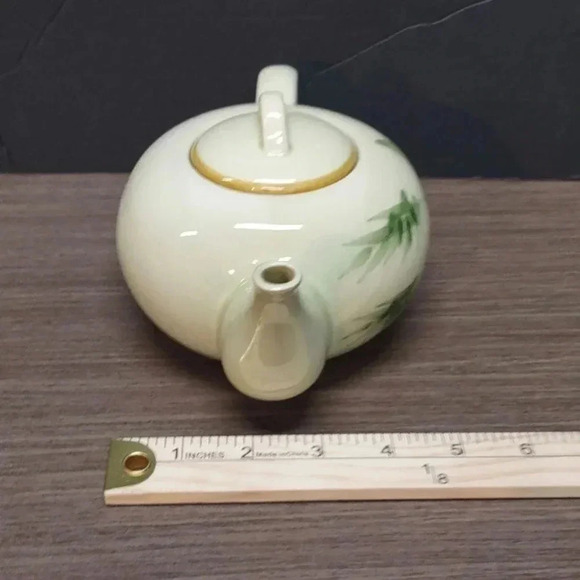 Bamboo World Market Tea Pot Vintage Ceramic Kettle Collectable - Picture 3 of 7